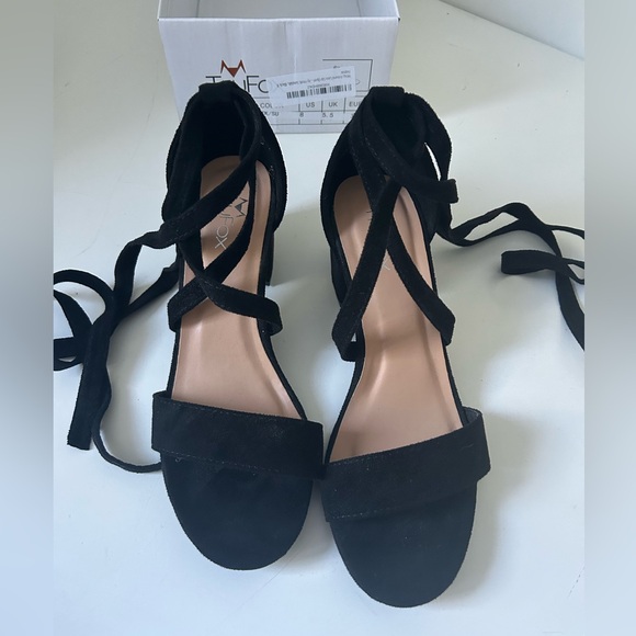 Trufox Marci Black Strappy Suede Faux Size 8 - Picture 7 of 16